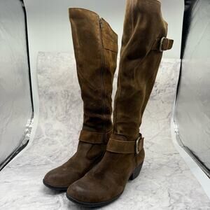 Born, Brown Over the Knee Boots with Straps and Suede Finish. Size 8.5/40.